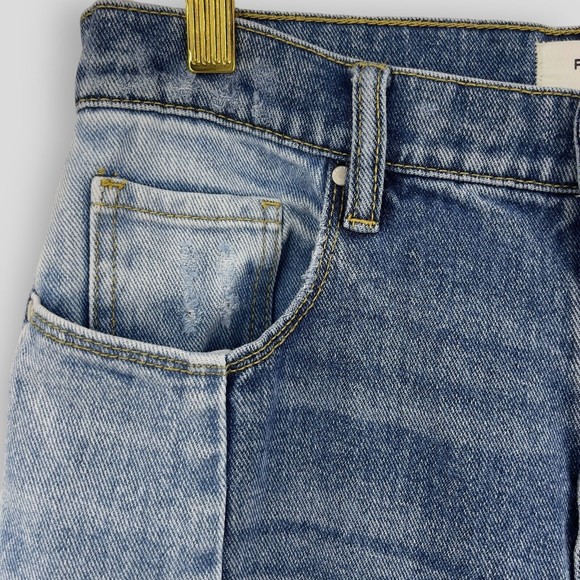 PacSun Jeans Vintage Icon High Rise Two Tone Crop Raw Hem Denim Blue Womens 27 - Picture 4 of 12